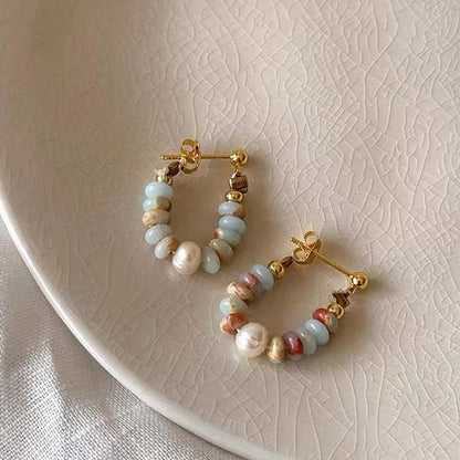 Pearl Pendant Earrings Beaded Natural Stone For Women - Smarsty