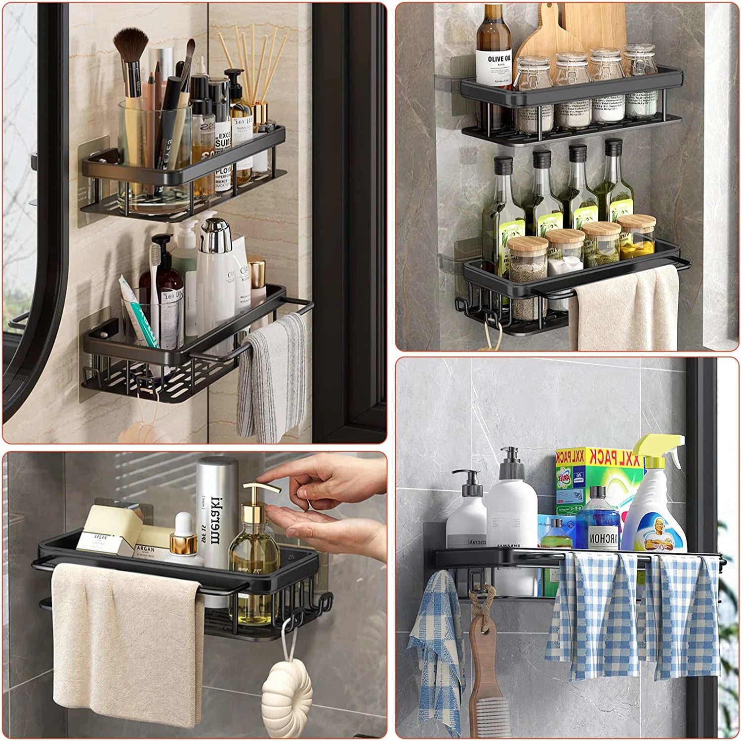 Wall Mounted Bathroom Shelf for Towel and Shampoo Storage - Smarsty
