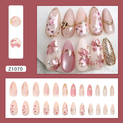 24pcs Flower Design Fake Nail Tips Full Cover - Smarsty