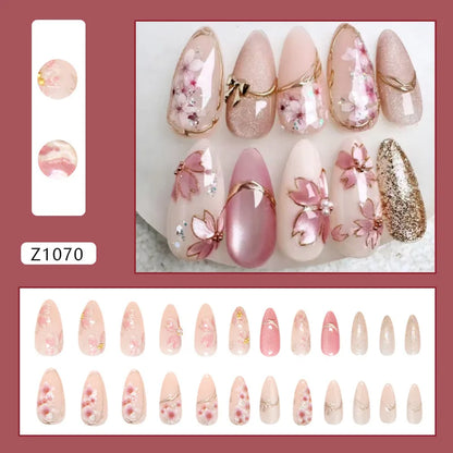 24pcs Flower Design Fake Nail Tips Full Cover - Smarsty