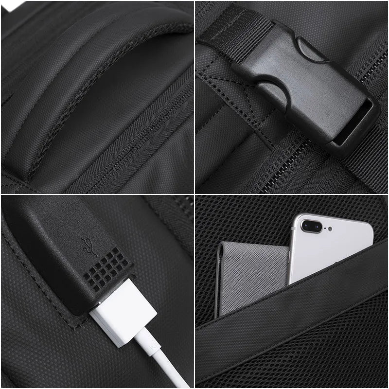 BANGE Travel Backpack Men Business Backpack School Expandable USB Bag Large Capacity 17.3 Laptop Waterproof Fashion Backpack - Smarsty