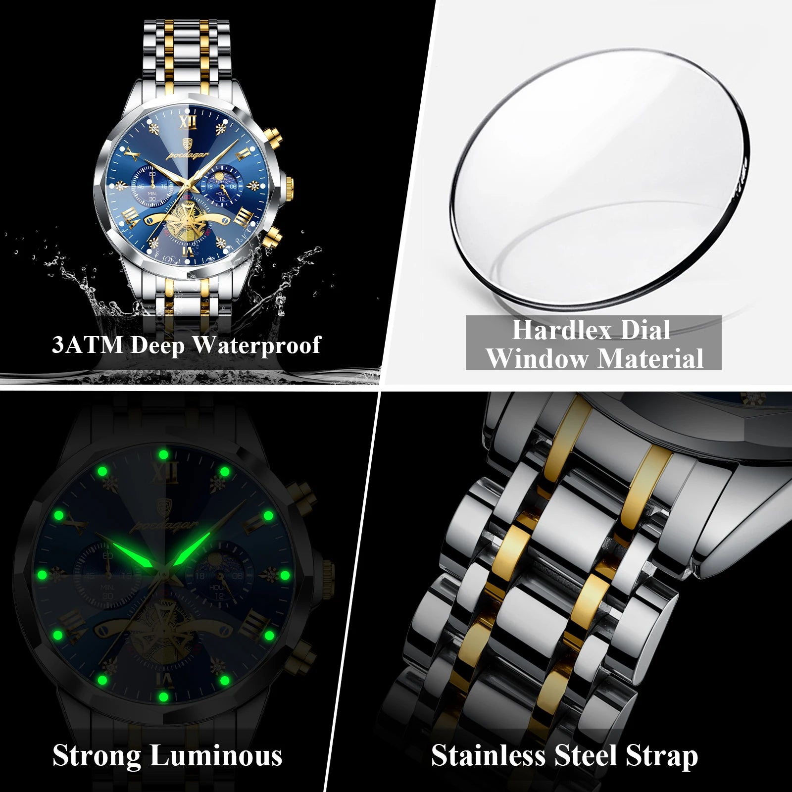 Luxury Waterproof Men's Chronograph Watch with Luminous Features - Smarsty