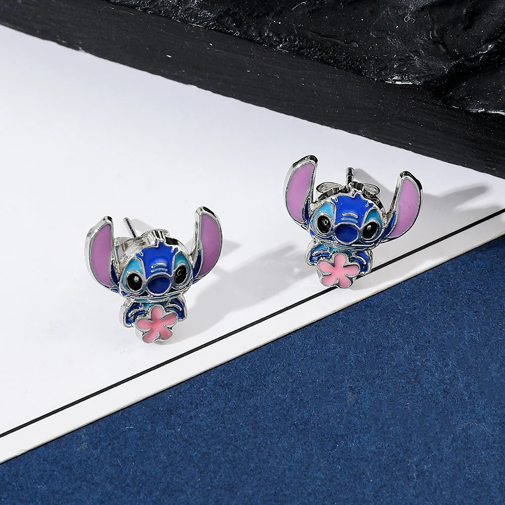 Cute Disney Stitch Flower Stud Earrings for Women and Girls - Smarsty