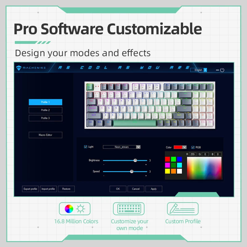 Mechanical Keyboard Rgb Gaming Wired 94 Keys Hot Swappable