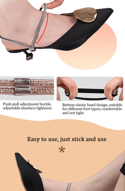 High Heels Shoes Band Anti-loose for Women Diamond Shoelaces Anti-drop Heel Straps Belt Drill Elastic Fixing Belts Rhinestone - Smarsty