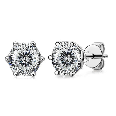 Moissanite Stud Earrings Sterling Silver VVS D Sparkle - Smarsty