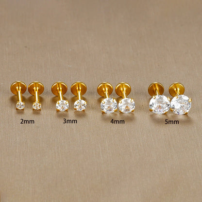 16G Surgical Steel Labret Stud Earrings Secure CZ Comfort - Smarsty