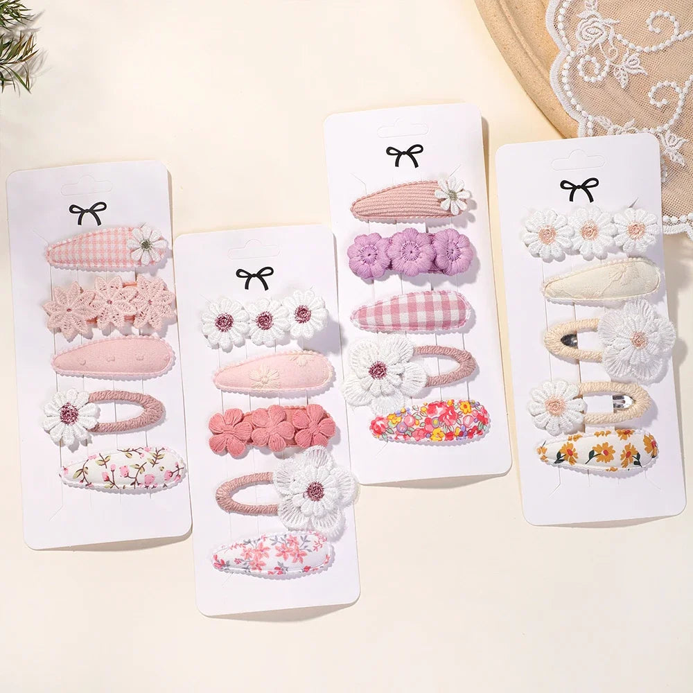 5Pcs Floral Hair Clips Set for Girls - Smarsty