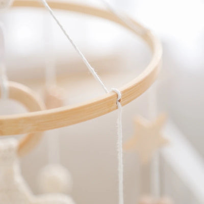 Baby Crib Mobile Bed Bell Rattle Toys Wooden Crochet Stars Pendant Bed Bell Toys Newborn Comfort Crib Bracket Hanging Toys Gifts by Smarsty