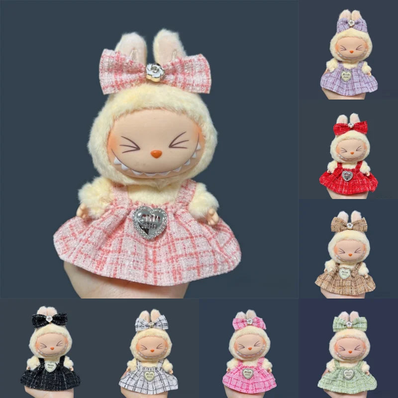 For 17cm Labubu Plush Doll Skirt- Adorable Skirt Set for DIY Clothes Accessories Gift by Smarsty