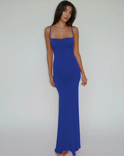 Hugcitar 2025 Spring Solid Sleeveless Backless Elegant Sexy Bodycon Y2K Maxi Prom Dress Women Clothes Birthday Party Casual Y2K