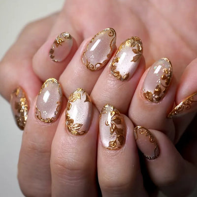 24 Pcs Metallic Cat Eye French Press On Nails - Smarsty