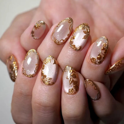 24 Pcs Metallic Cat Eye French Press On Nails - Smarsty