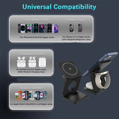 Magnetic Foldable Wireless Charging Stand iPhone Watch - Smarsty