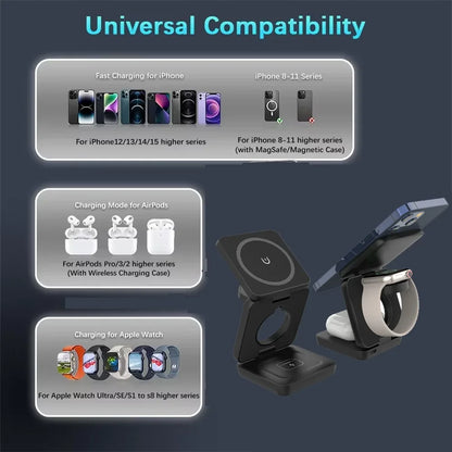 Magnetic Foldable Wireless Charging Stand iPhone Watch - Smarsty
