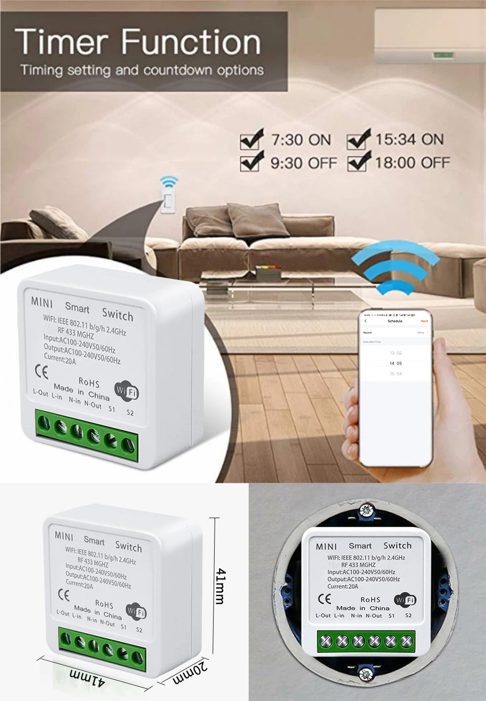 Tuya WiFi Mini Smart Switch Module for Voice Control - Smarsty