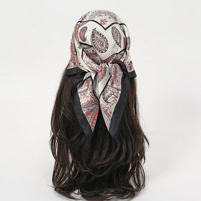 Bohemian Floral Print Silk Scarf for Women Sun Protection - Smarsty
