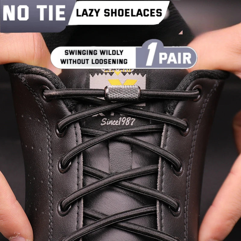 New Elastic Laces Sneakers Tennis Round Shoe laces Without ties Kids Adult No Tie Shoelace Rubber Bands Shoe Accessories - Smarsty