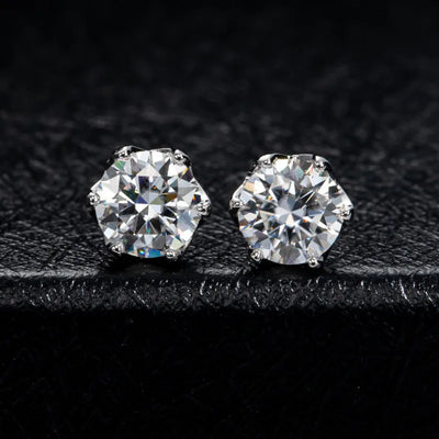 Moissanite Stud Earrings Sterling Silver VVS D Sparkle - Smarsty