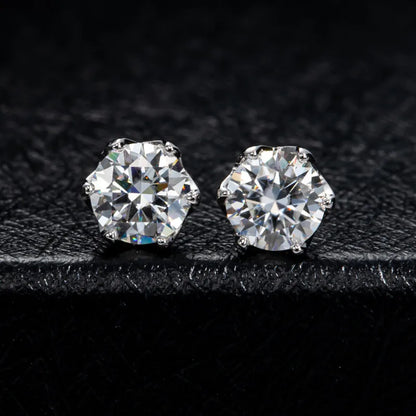 Moissanite Stud Earrings Sterling Silver VVS D Sparkle - Smarsty