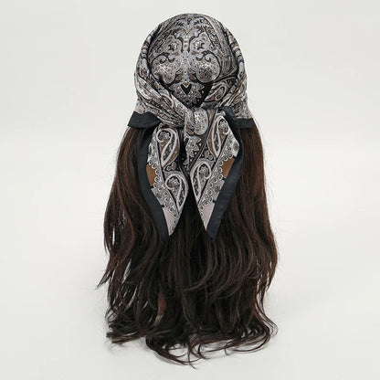 Bohemian Floral Print Silk Scarf for Women Sun Protection - Smarsty
