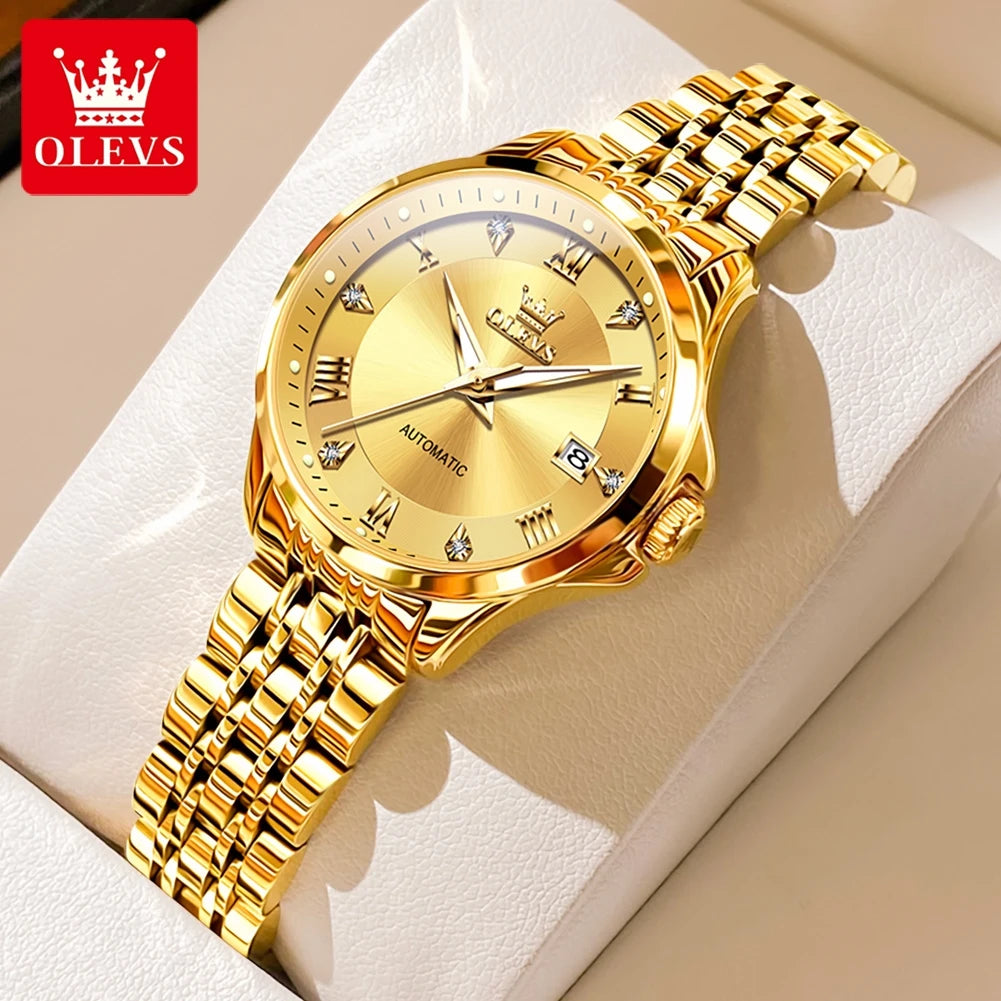 OLEVS Women's Stainless Steel Automatic Watch with Dual Calendar - Smarsty