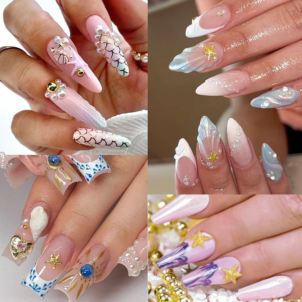 Ocean Gold Nail Art Charms for Stunning Manicure - Smarsty