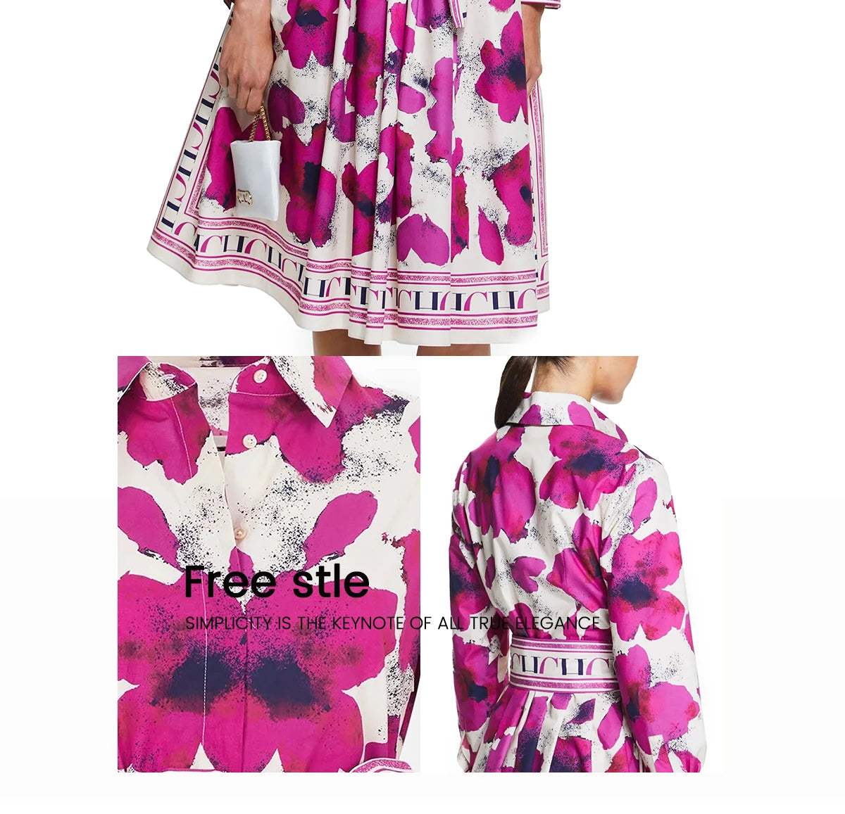 CHCH Women's Dress New Long sleeved Shirt Long Skirt Flower Print Party Dress - Smarsty
