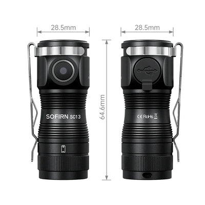 Sofirn Mini SC13 SST40 LED 1300lm Tactical 18350 Rechargeable Flashlight 6000K Keychain Emergency Torch Led Light with Magnetic - Smarsty
