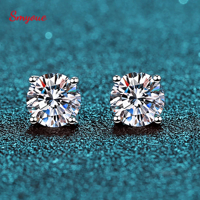Moissanite Stud Earrings S925 Silver Certified Brilliance - Smarsty