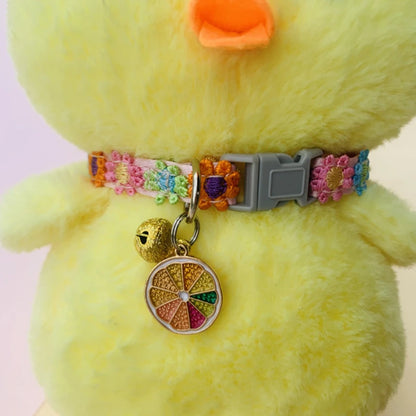 Pet Collar With Bell Cartoon Footprint Colorful Dog Puppy Kitten Collar Adjustable Safety Bell Ring Necklace Pet Accessories