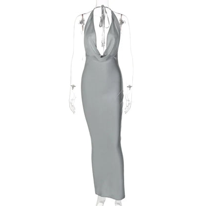 Dulzura Autumn Women Halter Backless Midi Dress For Women Bodycon Sexy Party Elegant Outfits Evening Birthday Clothes Y2K 2024 - Smarsty