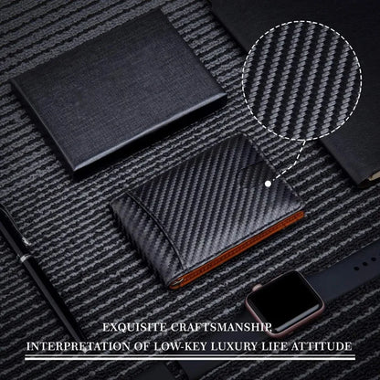 ANTI RFID Blocking Black Carbon Fiber Men Wallets Short Small Protected Magic Leather ID Credit Card Holder Case Purse for Men