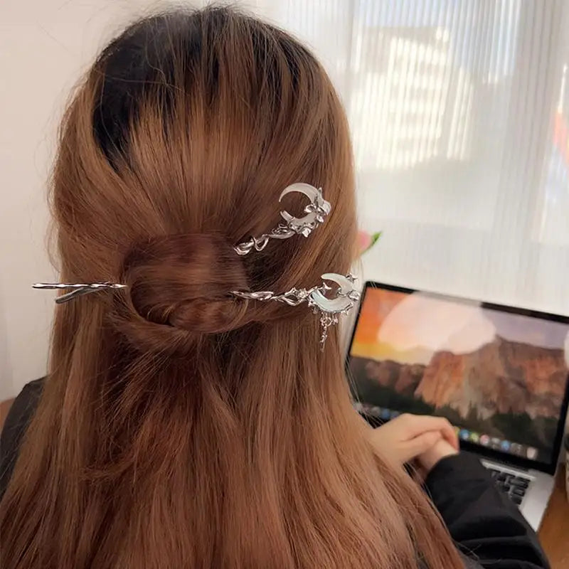 Romantic Moonstone Star Hair Stick for Trendy Girls - Smarsty