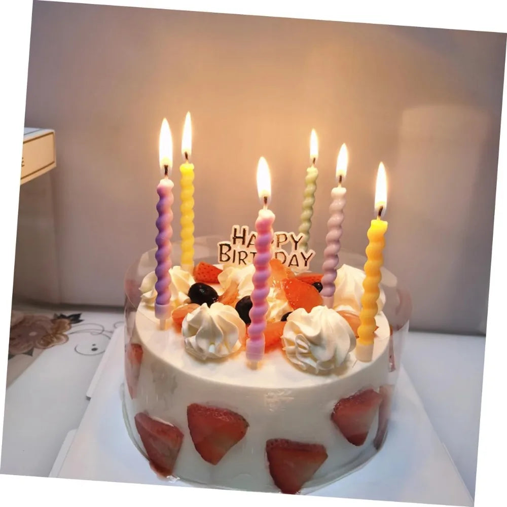 6/12/48pcs/1case Birthday Candles Spiral Cake Candles  Long Thin Cake Candles For Wedding Party And Cake Decoration - Smarsty