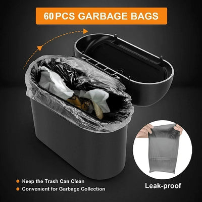 Car Trash Can (with Lid) Contains 60 (300) Garbage Bags, Small Car Trash Can, Leak-proof Mini Car Accessories - Smarsty