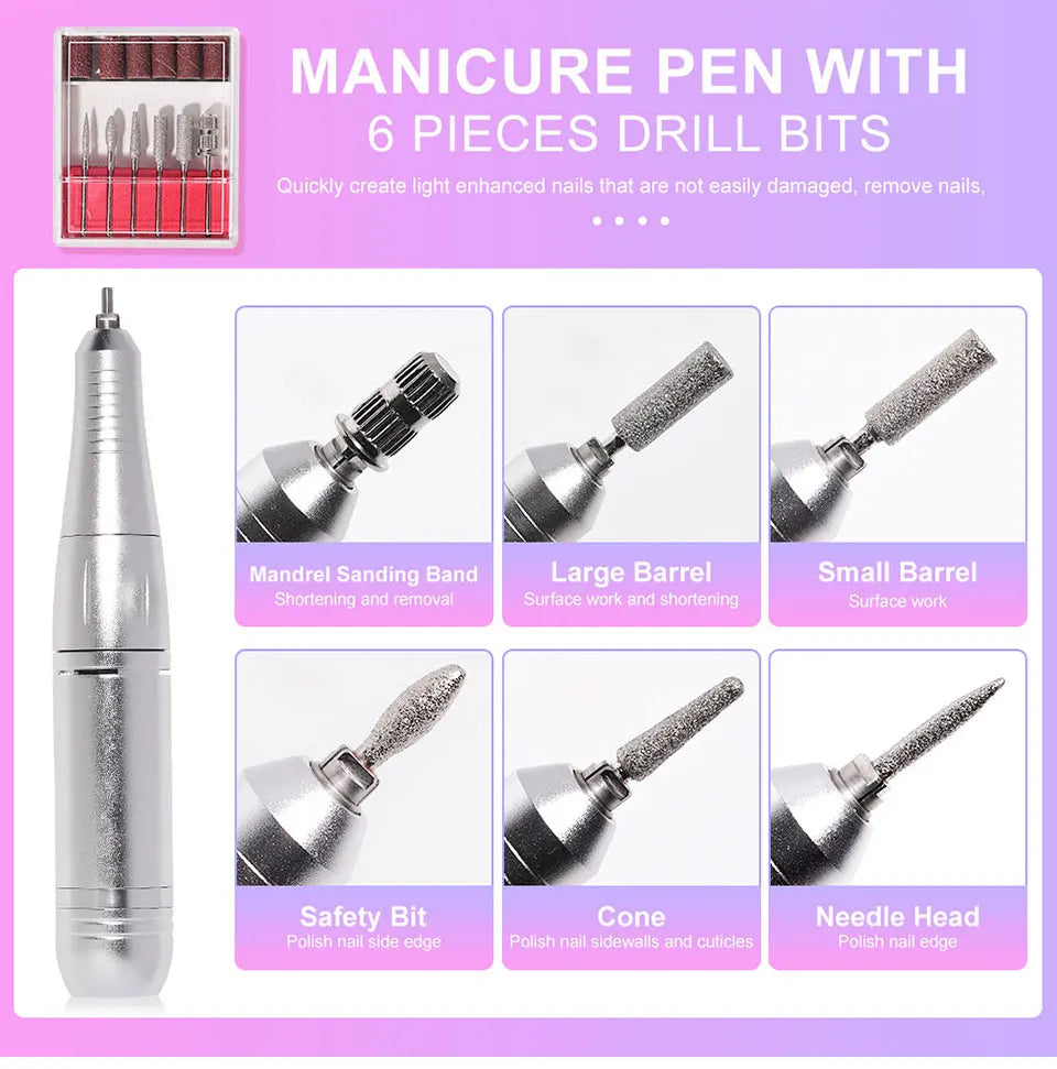 Professional 45000RPM Electric Nail Drill Machine Portable Manicure Tool - Smarsty