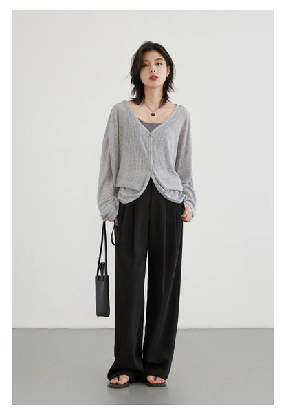 CHIC VEN Women's Cardigan New V-neck Long Sleeved Female Shirt Female Jumpers Sun Protection Woman Top Spring Summer 2024