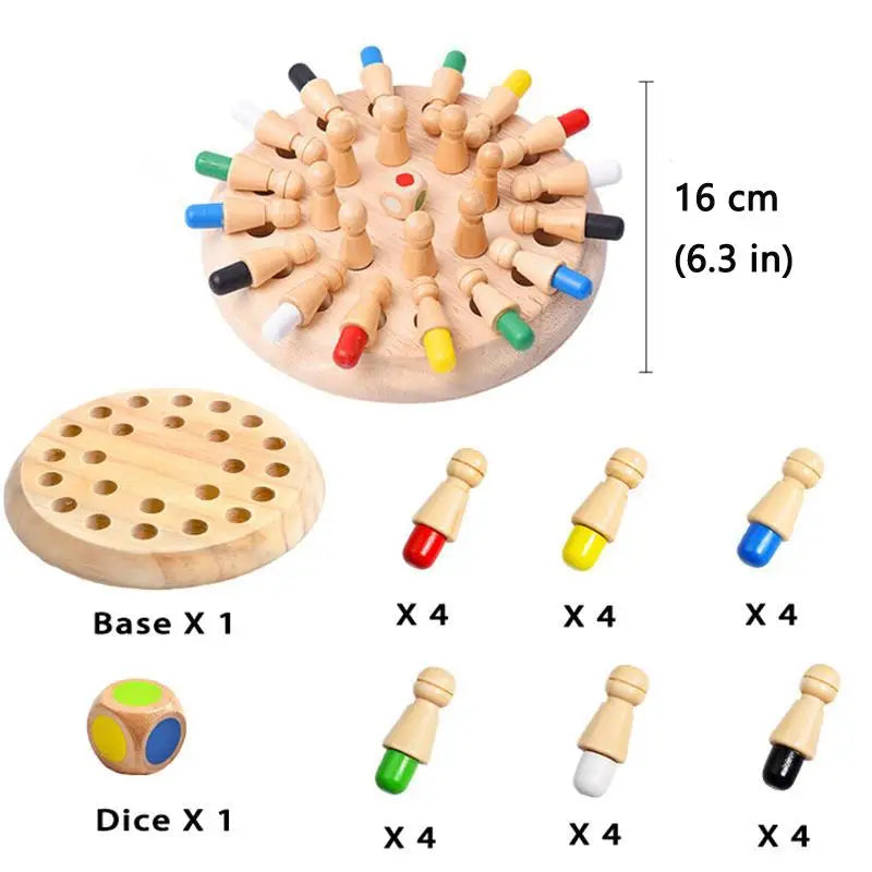 Montessori Wooden Memory Match Stick Chess Board Game Logic Braintease Toys for Boys and Girls Early Education Color Recognition by Smarsty