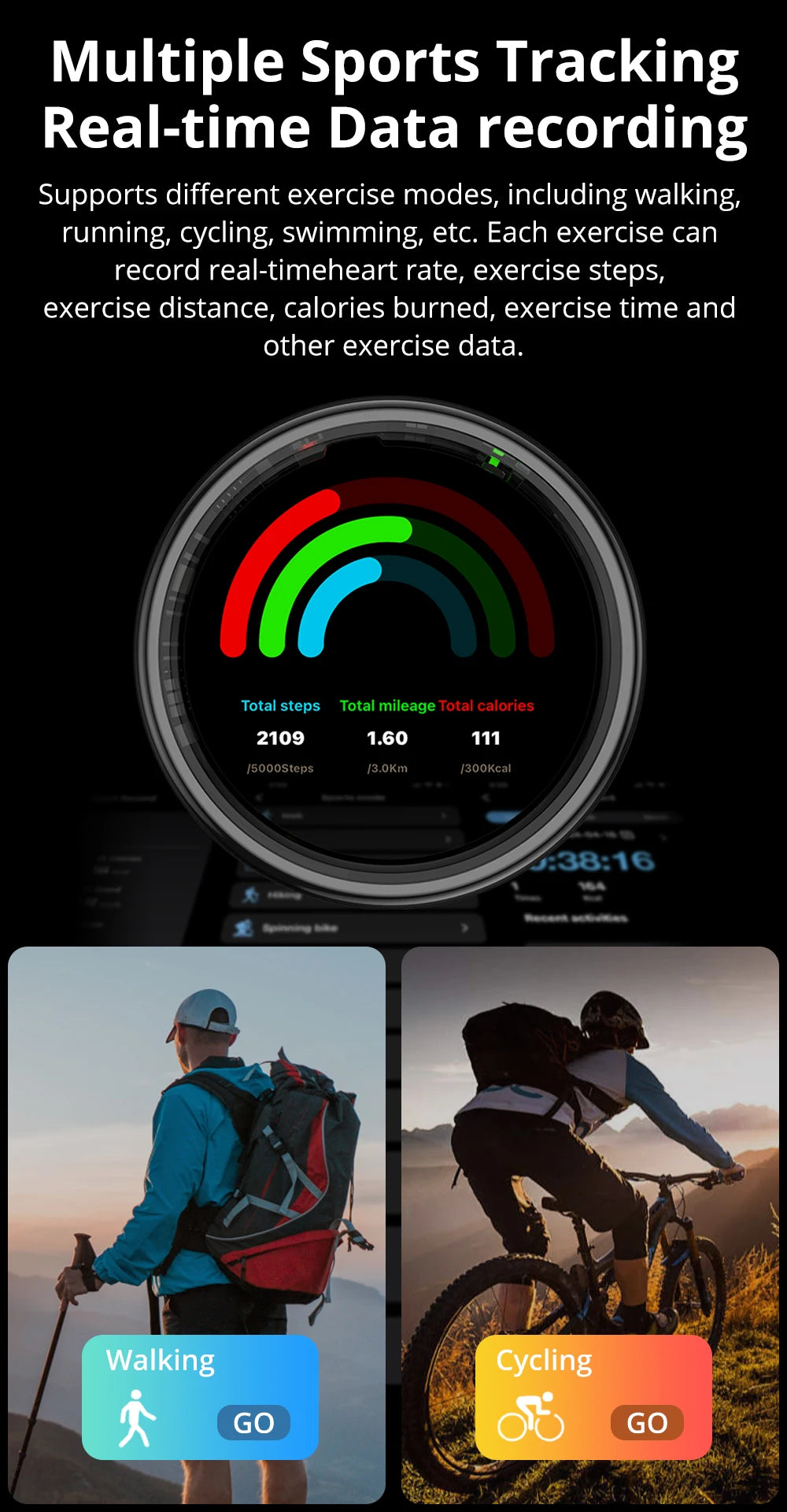 2025 COLMI R12 Smart Ring with Display Screen and Touch, Wireless Charging, Health Manager, 5 ATM Waterproof For Men Women