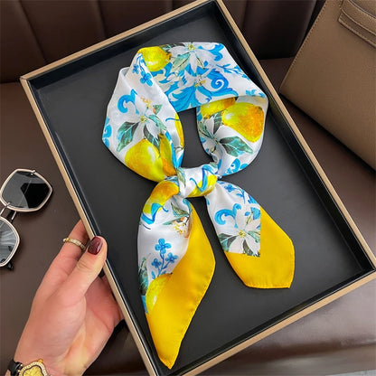 Bohemian Silk Square Scarf for Women Luxury Floral Print - Smarsty