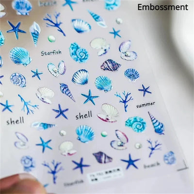 Summer Beach Nail Art Stickers with Ocean Designs - Smarsty