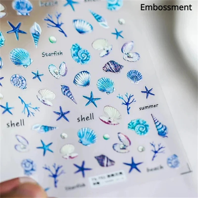 Summer Beach Nail Art Stickers with Ocean Designs - Smarsty