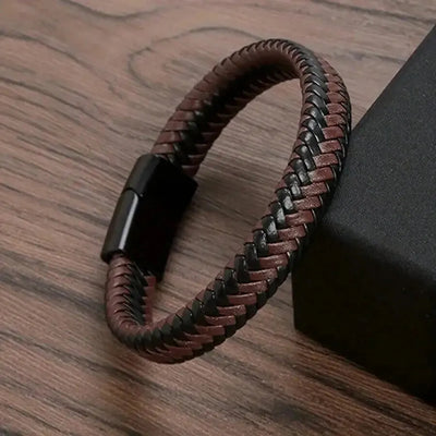 Retro Mens Leather Open Bangle Adjustable Sports Bracelet - Smarsty