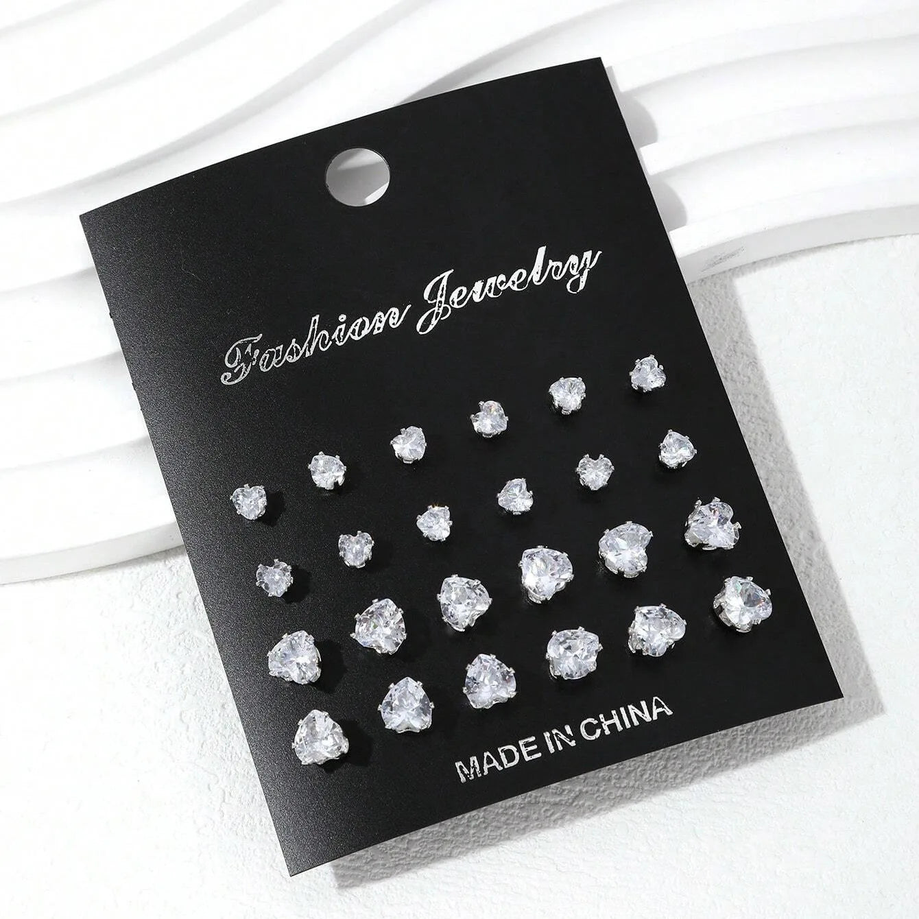 12 Pairs Zirconia Stud Earrings Gift Set Luxurious Shiny - Smarsty