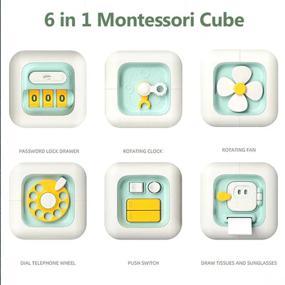 6 in 1 Montessori Educational Toys Sensory Busy Board Baby Practice Skills Drawer Cube Fidget Educational Toys for Girl Boy - Smarsty