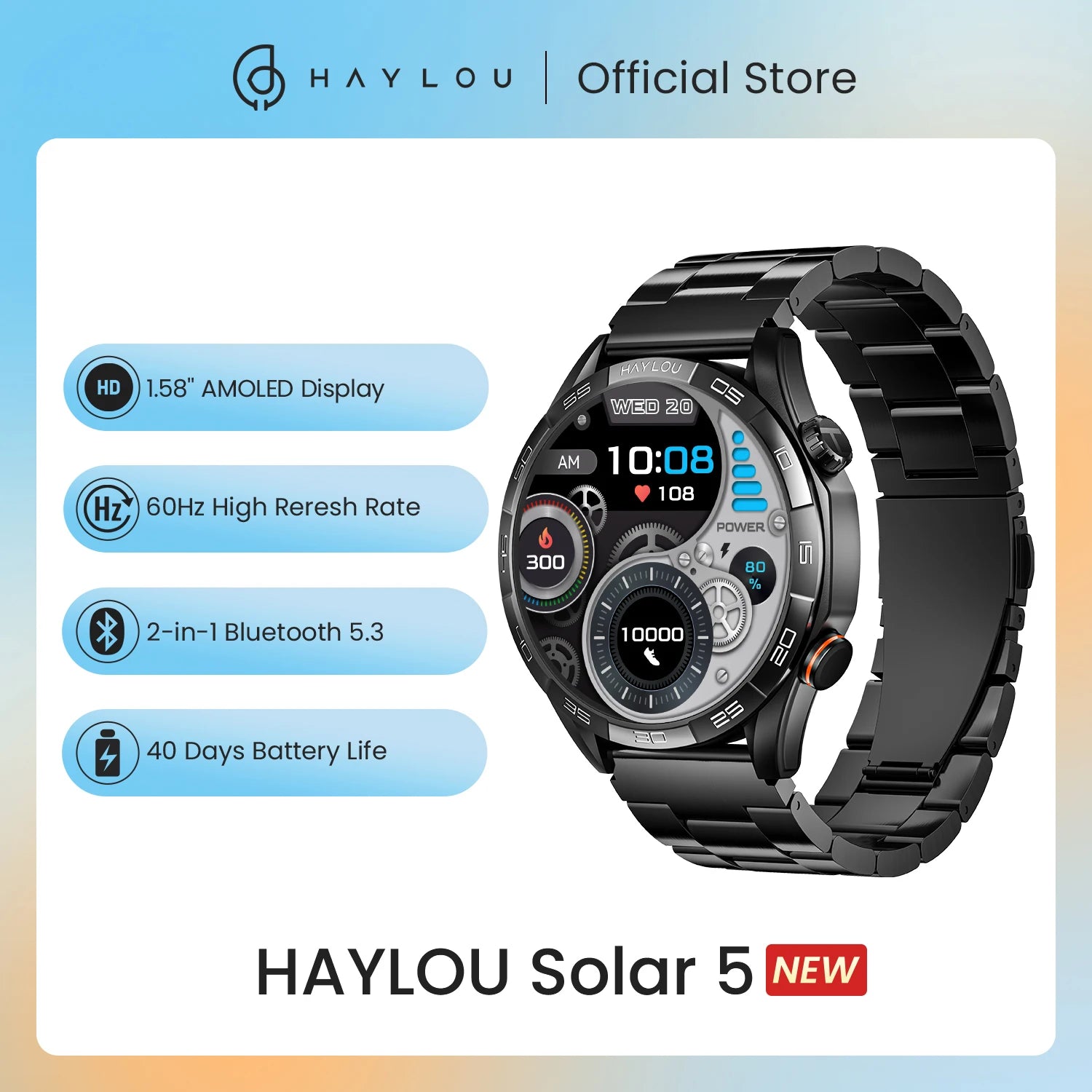 Haylou Solar 5 Smartwatch with Voice Calling and AMOLED Display - Smarsty