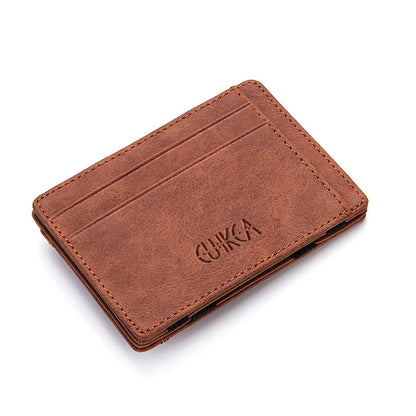 Mini Men Card Holder Wallets Zipper Coin Pocket Slim Magic Male Wallet Quality PU Leather Credit Bank Card Case Small Men Purses