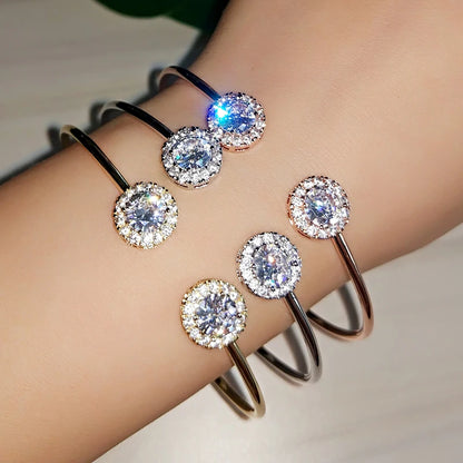 Luxury Gold Cuff Bangles with Cubic Zirconia for Women - Smarsty