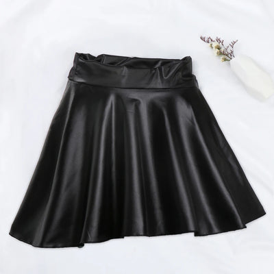 High Waist Elastic Mini Short Skirt Women Faux Leather Skirts - Smarsty